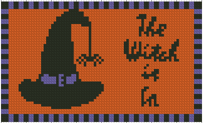 Counted Petit point Pattern - Min Halloween Witch Hat Door Mat 3 - Click Image to Close